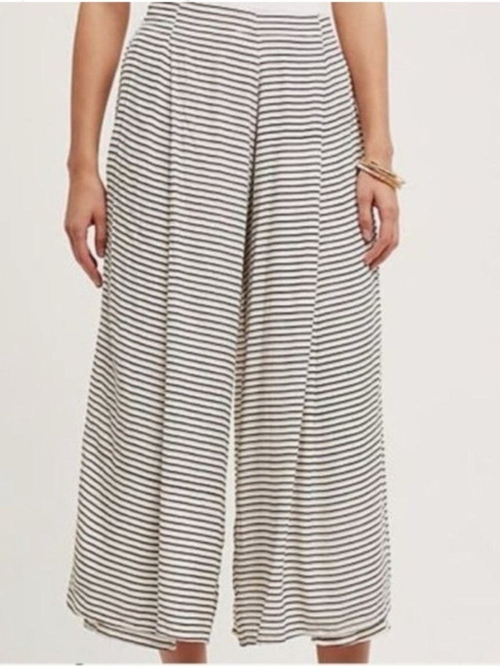 Anthropologie Faithfull the Brand Black Striped Wide Leg Culotte Pants Sz S